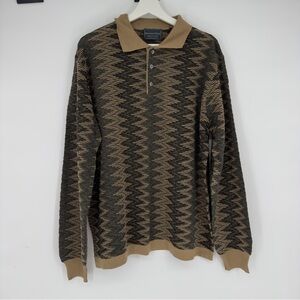 Vintage Florence Tricot Brown & Black Wool Blend Sweater Sz XL